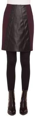 Akris Punto Short Napa Leather/Jersey A-Line Skirt