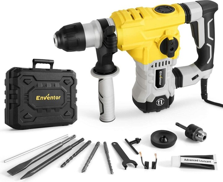 Enventor Rotary Hammer Drill with 4 Functions, Vibration Control and