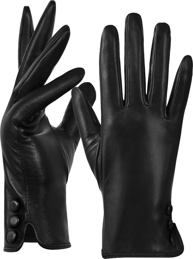 GSG SINCE 1998 GSG Womens Genuine Leather Gloves Touchscreen Sheepskin Winter  Gloves Fleece Lined Black Small - ShopStyle