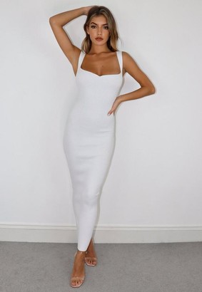 Missguided White Sweetheart Neck Knit Maxi Dress - ShopStyle