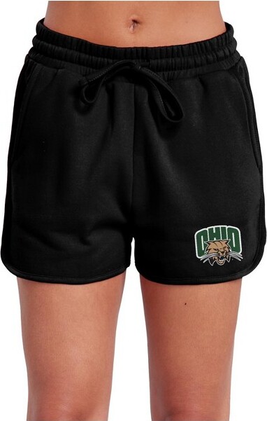 NCAA Women'sOhioUniversityPrimaryLogoCasualDrawstringCottonSweatShortsWithPockets,Black,Medium