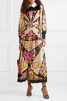 Thumbnail for your product : Gucci Velvet-trimmed Pleated Floral-print Silk-twill Maxi Dress