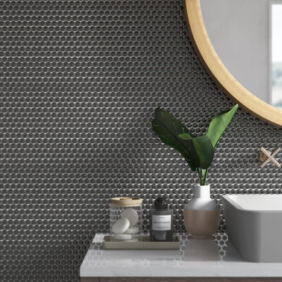 Merola Tile Hudson Penny Round Hudson Penny Round Matte Black 11-7/8\