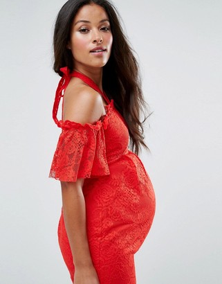 Hope & Ivy Maternity Bardot Lace Dress
