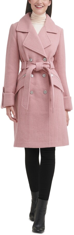 GUESS Women's Double-Breasted Belted Walker Coat - ShopStyle