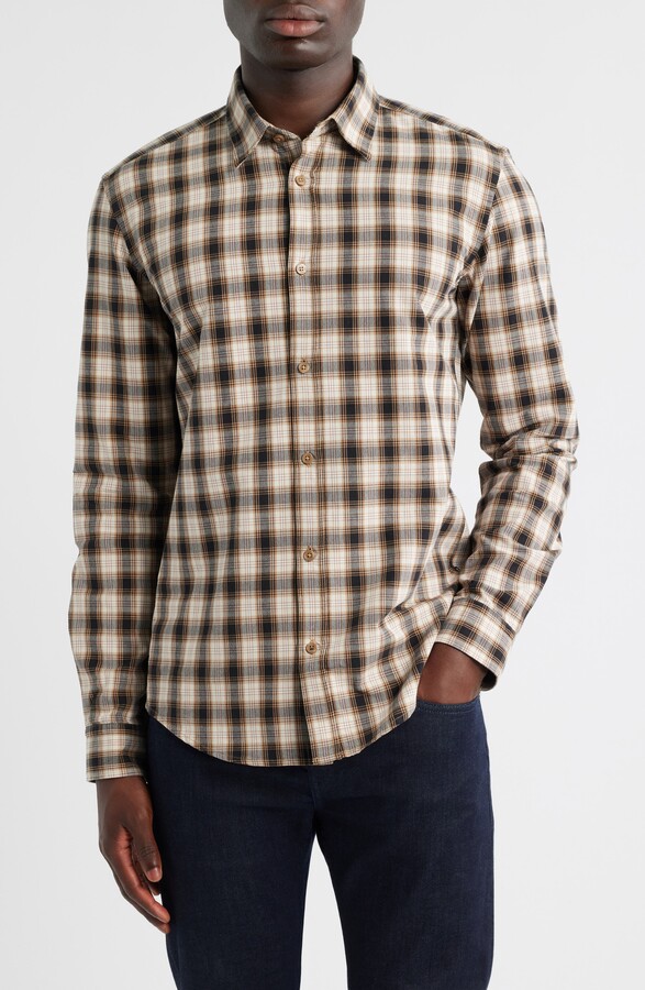 HUGO BOSS Roan Slim Fit Plaid Cotton Button-Up Shirt