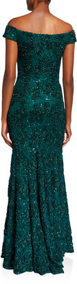 Jovani Off-the-Shoulder 3D Embellished A-Line Gown