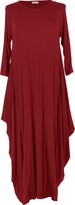 Thumbnail for your product : TEXTURE Ladies Womens Italian Lagenlook Plain 3/4 Sleeve Viscose Jersey Draped Sides Parachute Tulip Long Midi Dress One Size (Beige