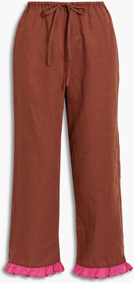 Dora Larsen Alexa ruffled linen and organic cotton-blend pajama pants