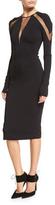 Thumbnail for your product : Pamella Roland Tulle-Inset Long-Sleeve Cocktail Dress, Black