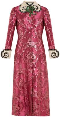Gucci Crystal-embellished floral-jacquard midi dress