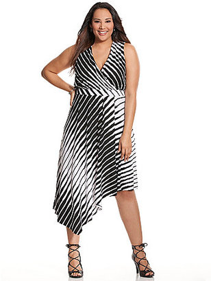 Lane Bryant Graphic stripe asymmetric dress