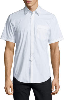 Alexander Wang Contrast-Stitch Short-Sleeve Shirt, White