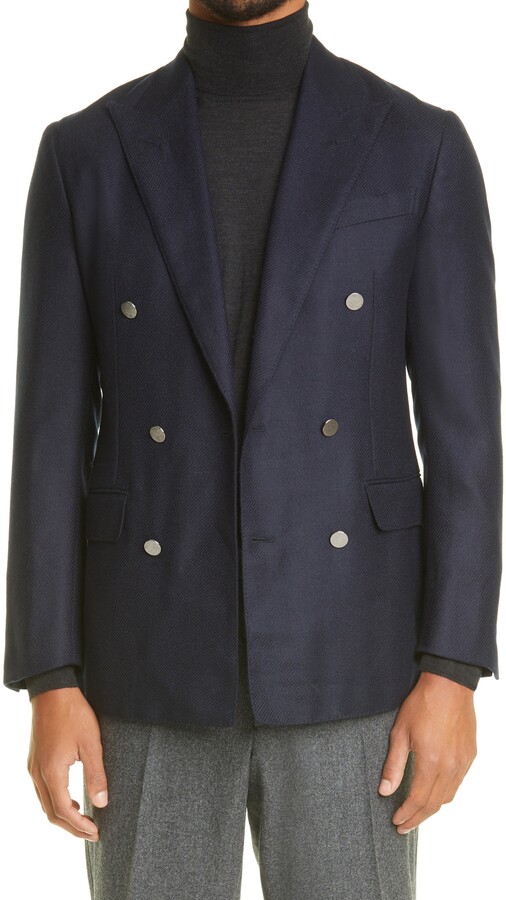 Thom Sweeney Double Breasted Wool & Cashmere Twill Sport Coat - ShopStyle