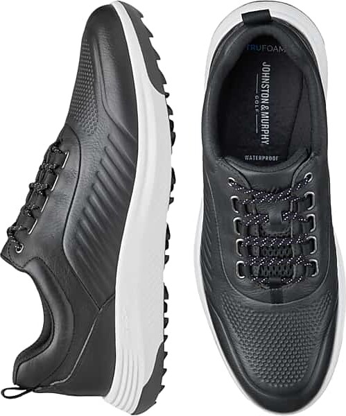 Johnston & Murphy Men's Amherst Plain Toe U-Throat Golf Shoes Black