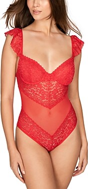 Ann Summers Crimson vinyl lace up front bodysuit with detachable halter  neck strap in red