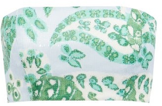 STAUD Alessi Butterfly Paisley-print Crop Top - Green Multi