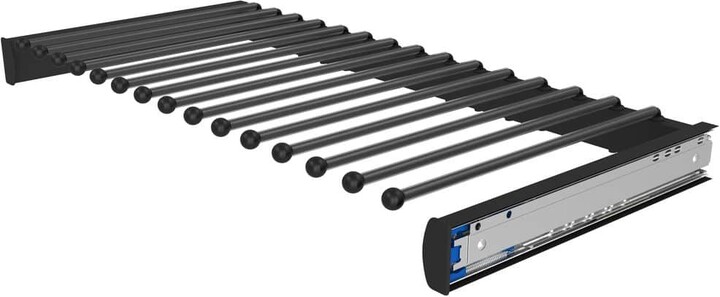 Rev-A-Shelf 30 in. Matte Black Pullout Valet Rod Pants Organizer with Soft-Close for Custom Closet Systems