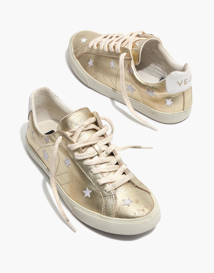 Madewell x Veja Esplar Low Sneakers in Star-Embroidered Gold Leather -  ShopStyle