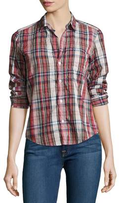 Frank And Eileen Barry Washed Plaid Cotton Shirt, Red Pattern