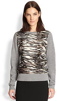 Thumbnail for your product : A.L.C. Brick Zebra-Print Calf Hair-Paneled Wool Sweater