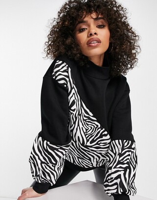Qed London high neck sweater in animal print
