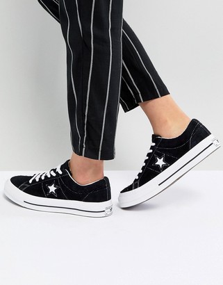 Converse one star black suede sneakers - ShopStyle