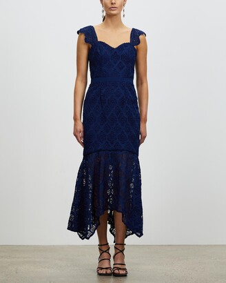 Chi Chi London Women's Blue Midi Dresses - Sweetheart Neck Lace Midi Dress