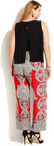 Thumbnail for your product : INC International Concepts Plus Size Sleeveless Split-Back Printed Jumpsuit