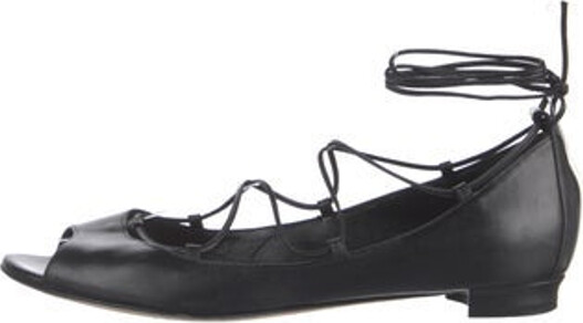 Manolo Blahnik Leather Gladiator Sandals Black Wrap-Around Straps & Tie Closures Includes Box & Dust Bag