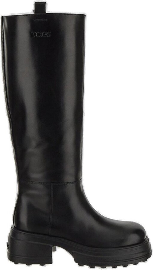 Tod's Logo Embossed Knee-Length Boots