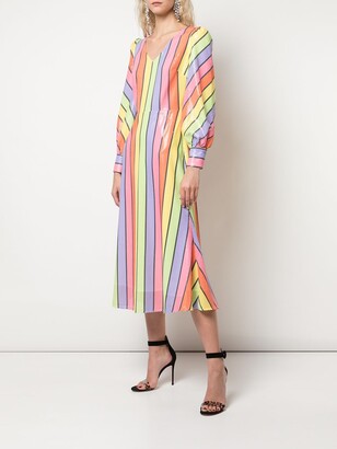 Olivia Rubin Bow-Back Striped Sequin Midi Dress