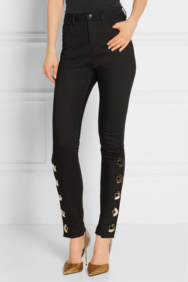 Anthony Vaccarello Embellished High-rise Skinny Jeans - Black