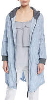 Thumbnail for your product : Brunello Cucinelli Crinkle Taffeta Hooded Jacket with Contrast Lining