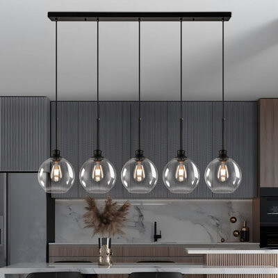 Breakwater Bay Concow 5 - Light Matte Black Kitchen Island Pendant