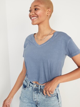 Ontwijken Aanwezigheid onderwerp Old Navy Loose Specially Dyed V-Neck Crop T-Shirt for Women - ShopStyle