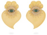 Thumbnail for your product : BEGÜM KHAN Evil Eye Cuore Sacro 24kt Gold-plated Earrings - Green Gold