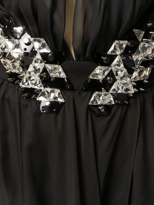 Philipp Plein Silk Embellished Sheer Maxi Dress