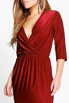 Thumbnail for your product : boohoo Petite Low Plunge Wrap Dress