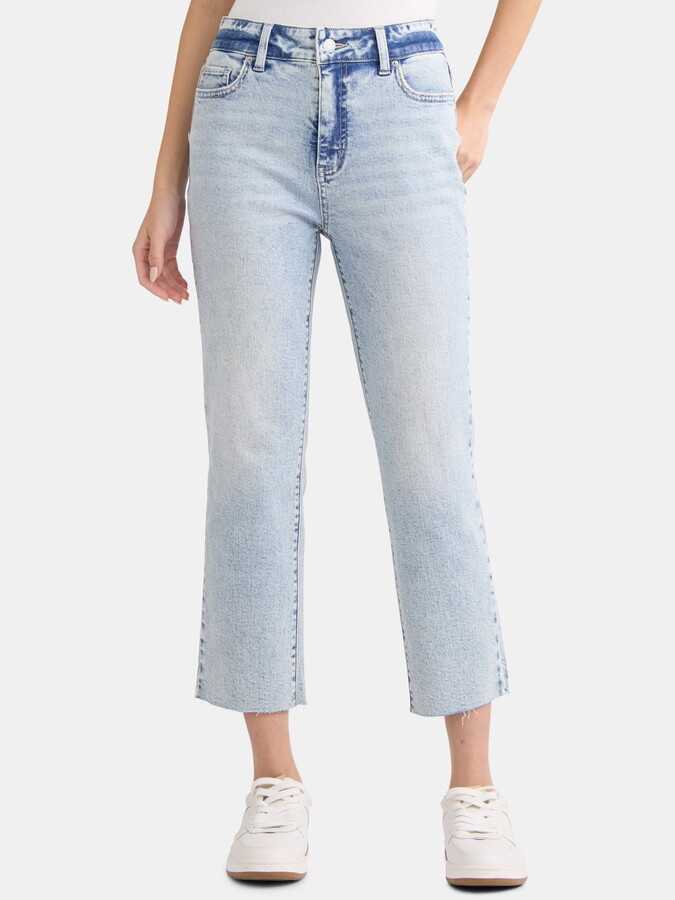 Time and Tru Women’s High Rise Straight Leg Cropped Jeans, 25″ Inseam, Sizes 2-22