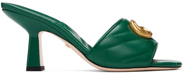 Gucci Green Matelassé Double G Sandals - ShopStyle