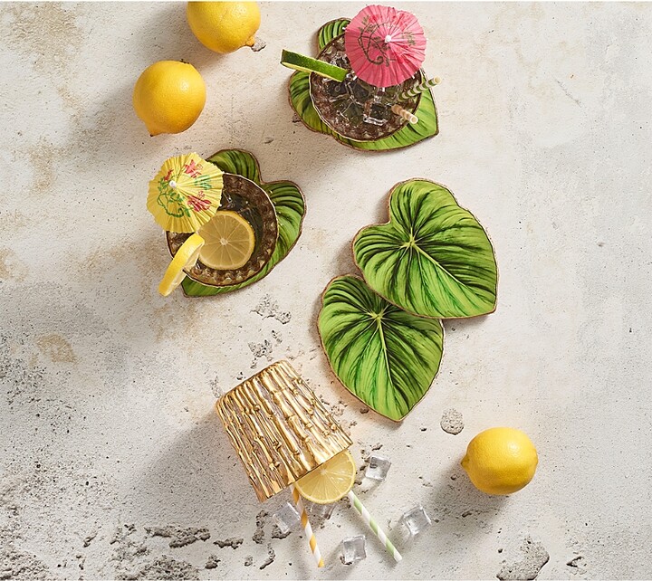 Kim Seybert Tropicana Coasters in Green Set of 4