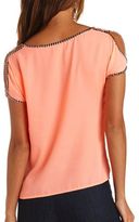 Thumbnail for your product : Charlotte Russe Studded Strappy Cold Shoulder Top