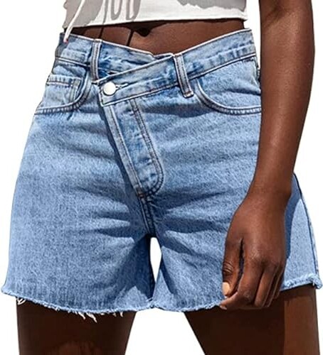 Genleck Women's Juniors Criss Crossover Jean Shorts High Waisted Stretchy Denim  Shorts Casual Summer Hot Shorts(XS-XL) - ShopStyle