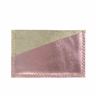 Vida Vida Diagonal Gold and Pink Leather Card Holder