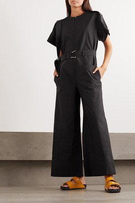 3.1 Phillip Lim Belted Cutout Cotton-blend Poplin Jumpsuit - Black