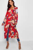 Thumbnail for your product : boohoo Floral Print Wrap Kimono