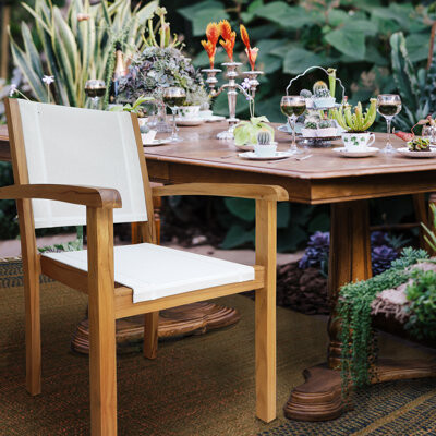 Stacking Teak Patio Dining Chair