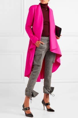 Oscar de la Renta Draped Brushed Wool And Cashmere-blend Coat - Bright pink