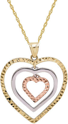 FINE JEWELRY Infinite Gold 14K Gold Tri-Color Graduated Open Hearts Pendant Necklace